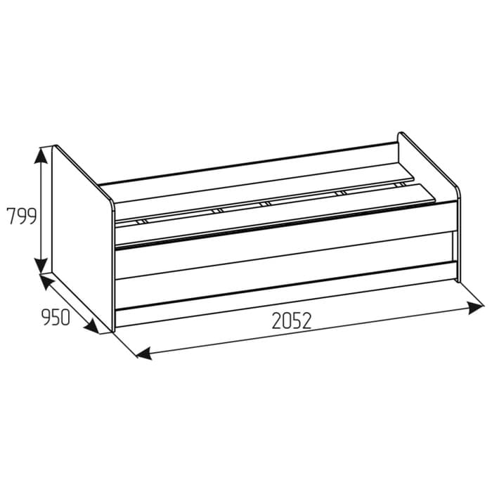 Кровать односпальная для детской «Лойс 80», со спальным местом 2000×900 мм, 1900×800×180 мм, цвет дуб золотистый/графит