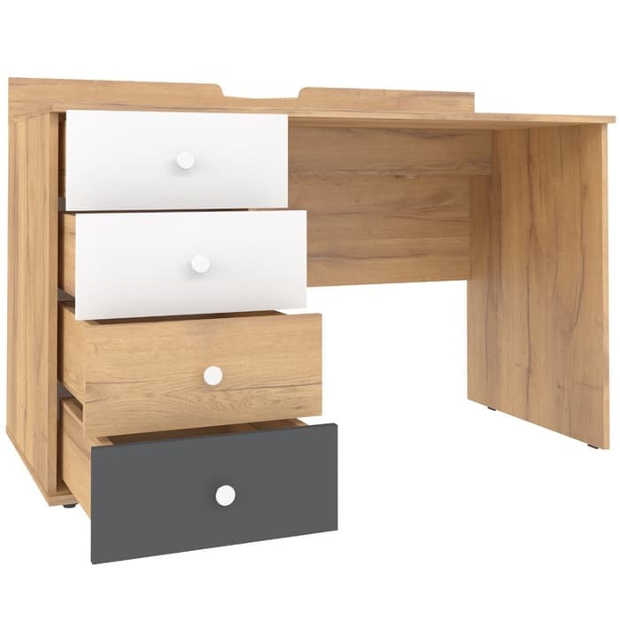 Стол письменный «Лойс 84», с тумбой, 1230×606×744 мм, цвет дуб золотистый/белый/графит