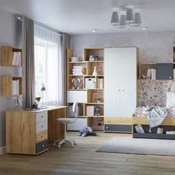 Стол письменный «Лойс 84», с тумбой, 1230×606×744 мм, цвет дуб золотистый/белый/графит