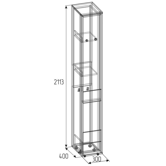 Шкаф – пенал «Лойс 85», 300×400×2113 мм, цвет дуб золотистый/белый/графит
