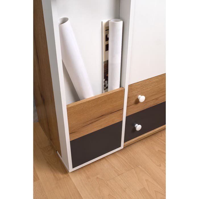 Шкаф – пенал «Лойс 85», 300×400×2113 мм, цвет дуб золотистый/белый/графит