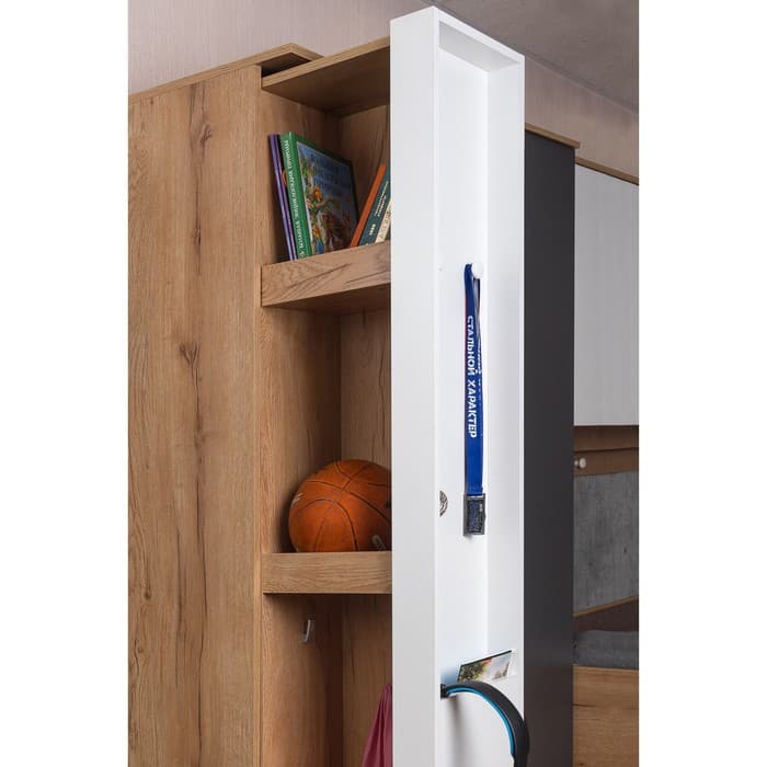 Шкаф – пенал «Лойс 85», 300×400×2113 мм, цвет дуб золотистый/белый/графит