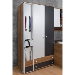 Шкаф – пенал «Лойс 85», 300×400×2113 мм, цвет дуб золотистый/белый/графит