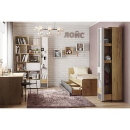 Шкаф – пенал «Лойс 85», 300×400×2113 мм, цвет дуб золотистый/белый/графит