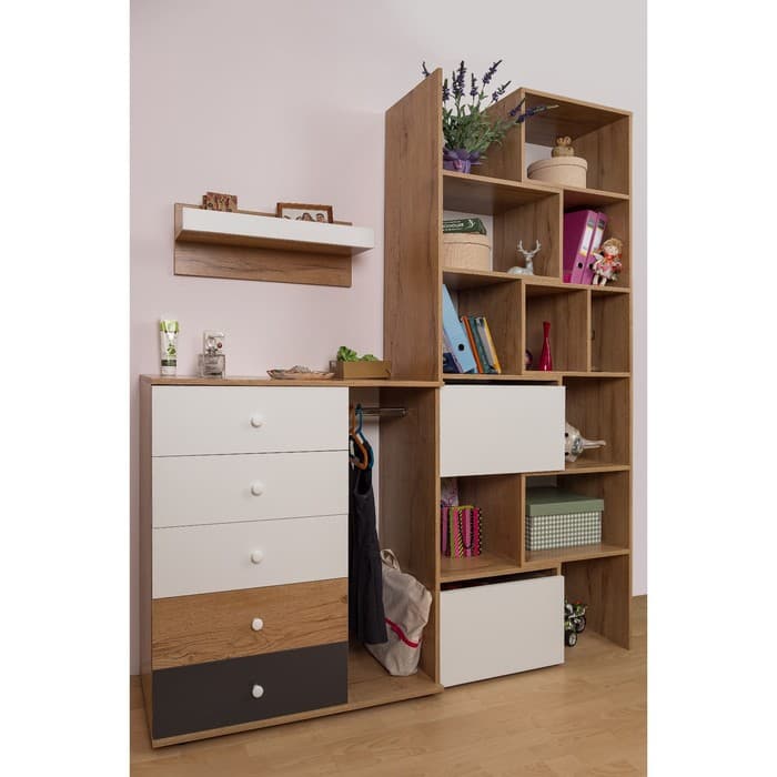 Полка настенная «Лойс 89», 688×212×250 мм, цвет дуб золотистый/белый