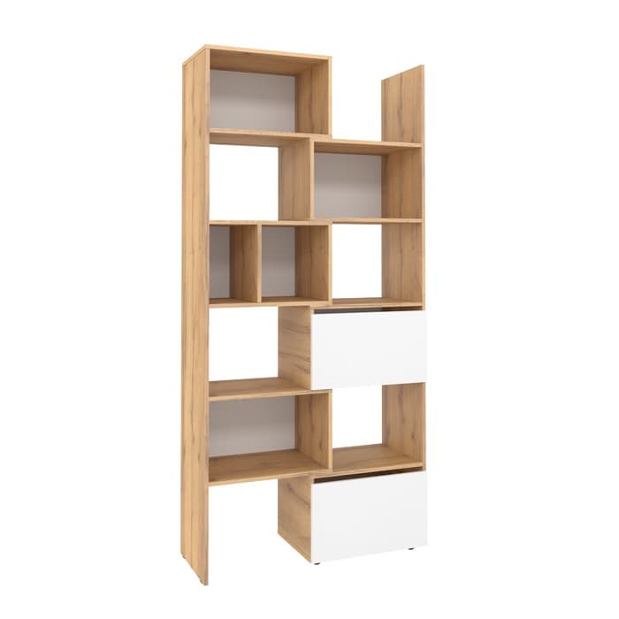 Стеллаж – трансформер «Лойс 95», 560(989)×400×2113 мм, цвет дуб золотистый/белый