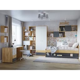 Стеллаж – трансформер «Лойс 95», 560(989)×400×2113 мм, цвет дуб золотистый/белый