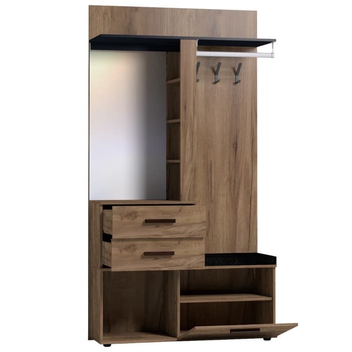 Прихожая Nature 70, 1120×400×2113 мм, цвет дуб табачный craft/чёрный