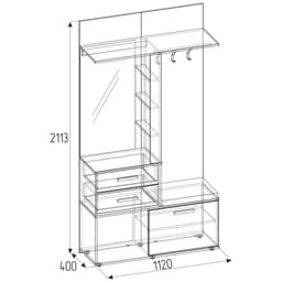 Прихожая Nature 70, 1120×400×2113 мм, цвет дуб табачный craft/чёрный