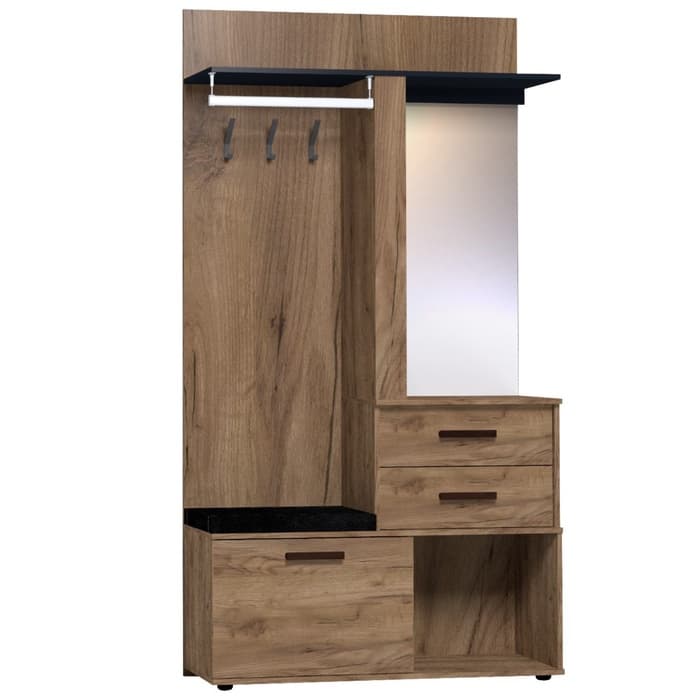 Прихожая Nature 70, 1120×400×2113 мм, цвет дуб табачный craft/чёрный