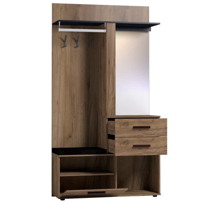 Прихожая Nature 70, 1120×400×2113 мм, цвет дуб табачный craft/чёрный