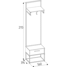 Вешалка напольная в прихожую Nature 74, 560×394×2113 мм, цвет дуб табачный craft/чёрный