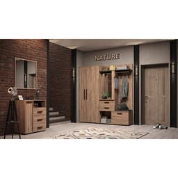 Вешалка напольная в прихожую Nature 74, 560×394×2113 мм, цвет дуб табачный craft/чёрный