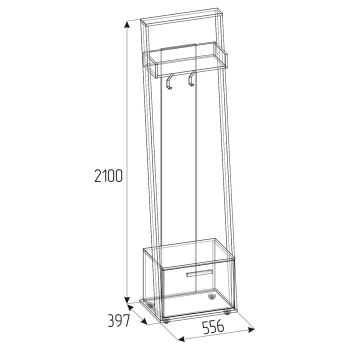 Вешалка напольная в прихожую Nature 77, 556×397×2100 мм, цвет дуб табачный craft/чёрный