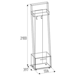 Вешалка напольная в прихожую Nature 77, 556×397×2100 мм, цвет дуб табачный craft/чёрный