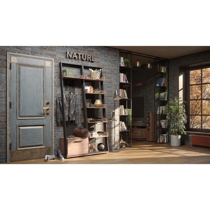 Вешалка напольная в прихожую Nature 77, 556×397×2100 мм, цвет дуб табачный craft/чёрный