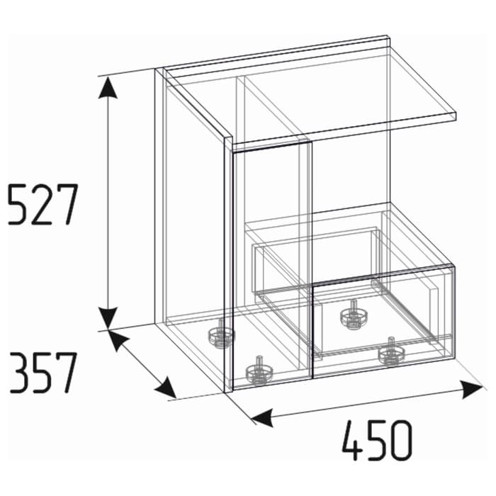 Тумба прикроватная Nature 42, 450×357×527 мм, цвет гаскон пайн/чёрный