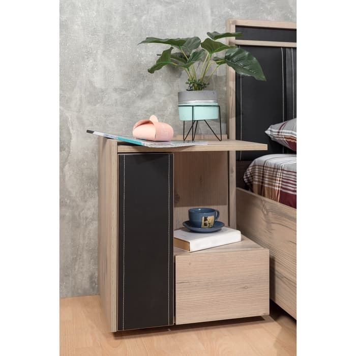 Тумба прикроватная Nature 42, 450×357×527 мм, цвет гаскон пайн/чёрный