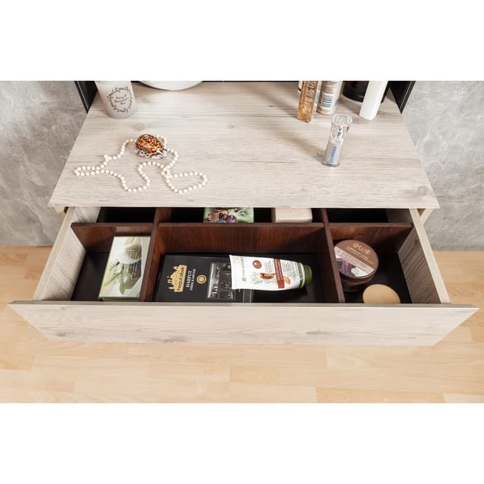 Столик туалетный с зеркалом Nature 43, 800×466×1335 мм, гаскон пайн, чёрный