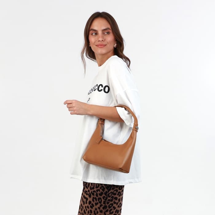 Сумка женская багет на молнии, 26×7×13 см, коричневая