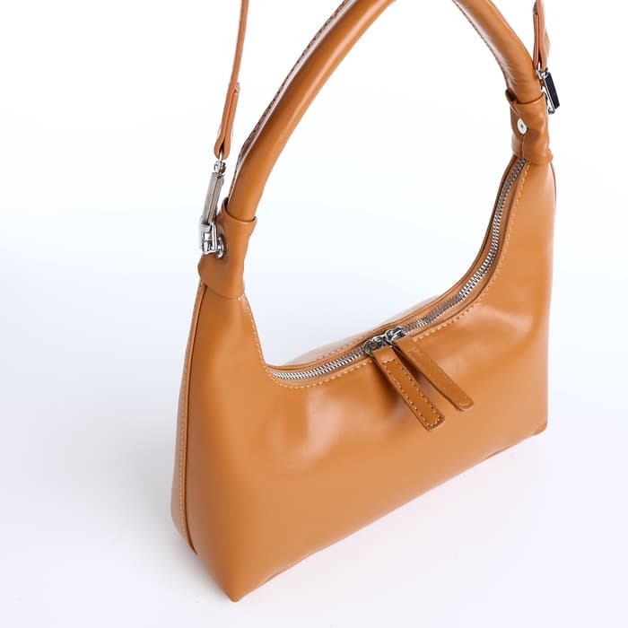 Сумка женская багет на молнии, 26×7×13 см, коричневая