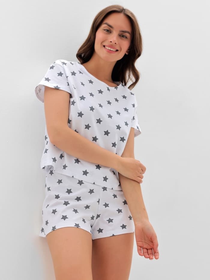 Пижама женская (футболка, шорты) KAFTAN Star, размер 44-46, серая