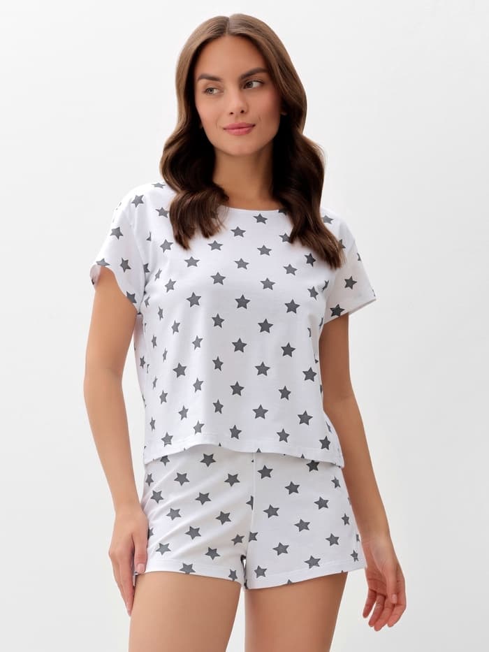 Пижама женская (футболка, шорты) KAFTAN Star, размер 48-50, серая