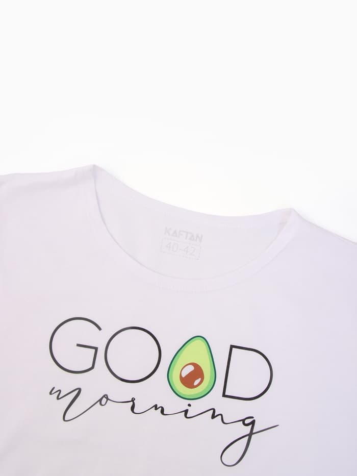 Пижама женская (футболка, шорты) KAFTAN Avocado, размер 48-50, белая