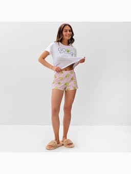 Пижама женская (футболка, шорты) KAFTAN Avocado, размер 48-50, белая