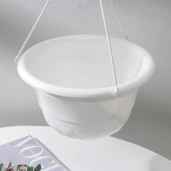 Кашпо для цветов подвесное «Грация», 4.5 л, пластик, белое