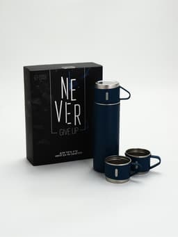 Подарочный набор туристический Never give up, термос 500 мл, кружка 3 шт.