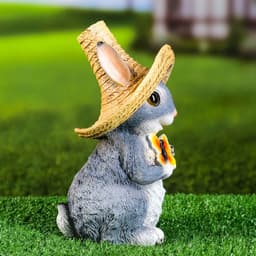 Садовая фигура из полистоуна «Зайка в соломенной шляпе с бабочкой», 19×12×14 см, МИКС