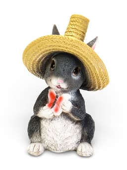 Садовая фигура из полистоуна «Зайка в соломенной шляпе с бабочкой», 19×12×14 см, МИКС