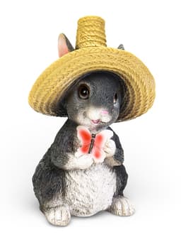 Садовая фигура из полистоуна «Зайка в соломенной шляпе с бабочкой», 19×12×14 см, МИКС