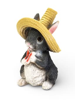 Садовая фигура из полистоуна «Зайка в соломенной шляпе с бабочкой», 19×12×14 см, МИКС