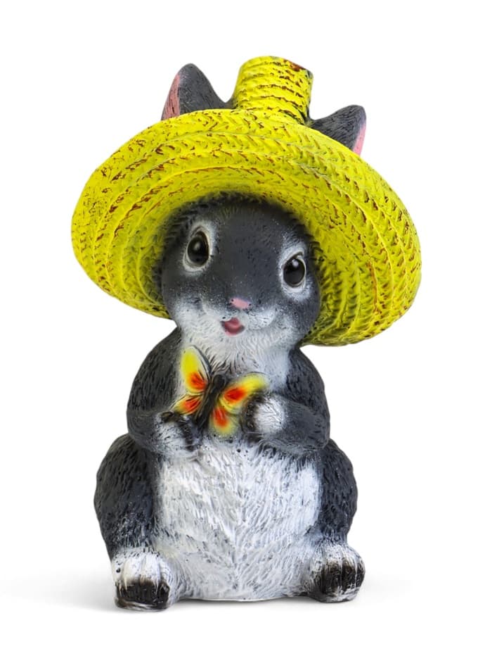 Садовая фигура из полистоуна «Зайка в соломенной шляпе с бабочкой», 19×12×14 см, МИКС