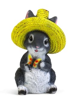 Садовая фигура из полистоуна «Зайка в соломенной шляпе с бабочкой», 19×12×14 см, МИКС