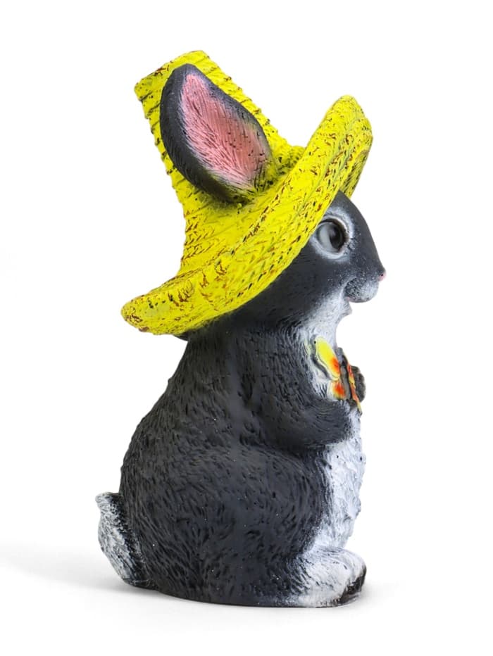 Садовая фигура из полистоуна «Зайка в соломенной шляпе с бабочкой», 19×12×14 см, МИКС