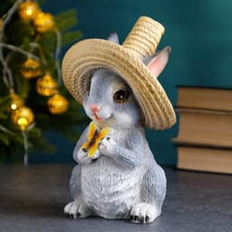 Садовая фигура из полистоуна «Зайка в соломенной шляпе с бабочкой», 19×12×14 см, МИКС