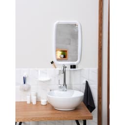 Набор для ванной комнаты Optima: зеркало, полочка, мыльница, крючок, белый