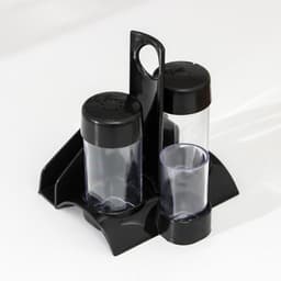 Набор для специй пластиковый BEROSSI «Рондо. Презент», 3 шт., на подставке с салфетницей, чёрный