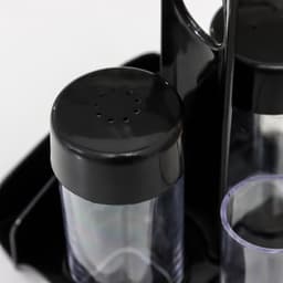 Набор для специй пластиковый BEROSSI «Рондо. Презент», 3 шт., на подставке с салфетницей, чёрный