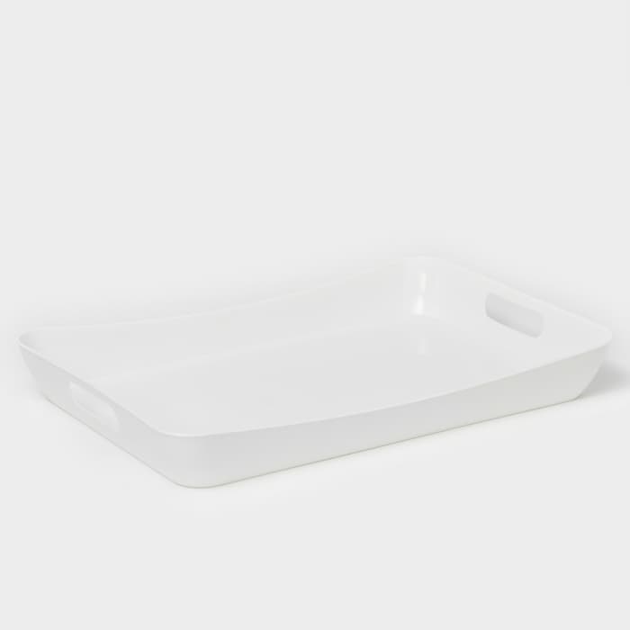 Поднос с ручками BEROSSI «Рондо», пластик, 42.2×28.2×5.2 см, белый