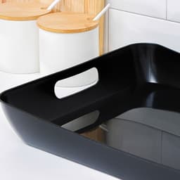 Поднос с ручками BEROSSI «Рондо», пластик, 42.2×28.2×5.2 см, черный