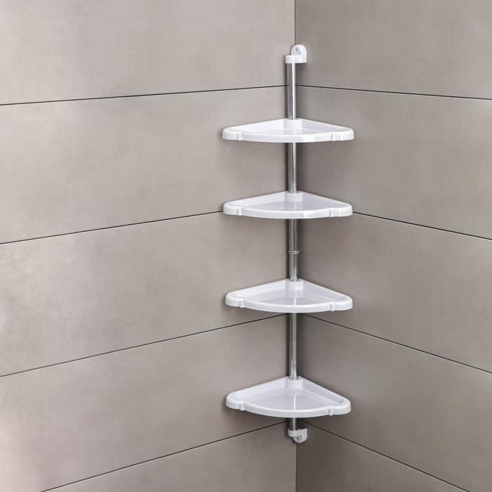 Полка угловая «Элансия», 24×24×98.2 см, 4-х ярусная, белая