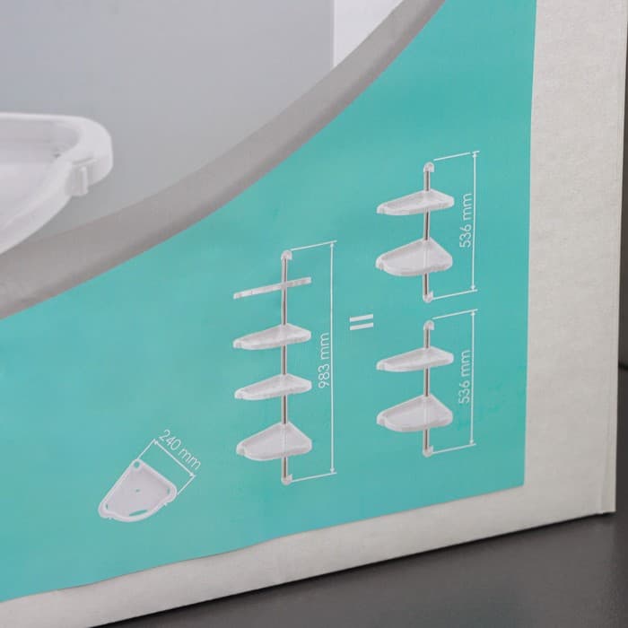 Полка угловая «Элансия», 24×24×98.2 см, 4-х ярусная, белая