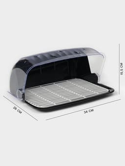 Хлебница с крышкой «Рондо», 34×26×15.5 см, пластик, чёрная