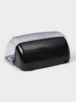 Хлебница с крышкой «Рондо», 34×26×15.5 см, пластик, чёрная