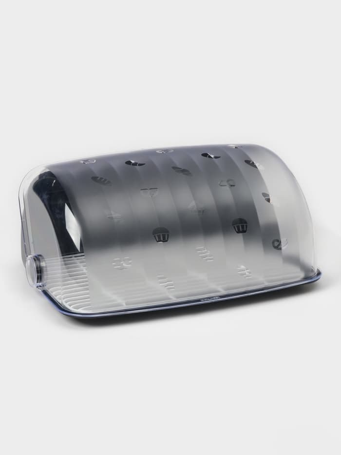 Хлебница с крышкой «Рондо», 34×26×15.5 см, пластик, чёрная