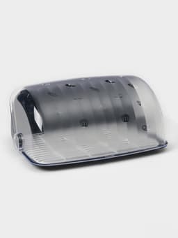 Хлебница с крышкой «Рондо», 34×26×15.5 см, пластик, чёрная